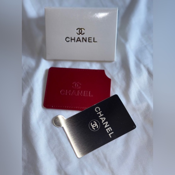 CHANEL Accessories - Chanel Red and Silver Card Holder Set